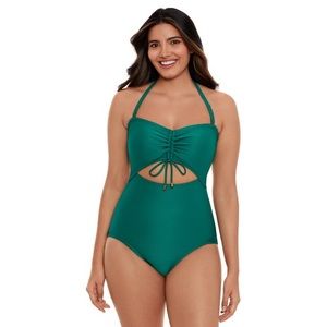 Time and Tru Women's and Women’s Plus Size Ribbed Cutout One Piece Swimsuit